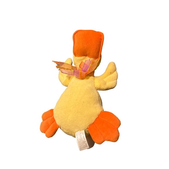 DanDee Collector's Choice Plush Duck Toy laying flat orange feet bow - Picture 3 of 6